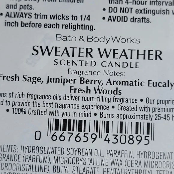 2 Pack Bath & Body Works Sweater Weather 3 Wick Candles Bundle - Picture 5 of 5